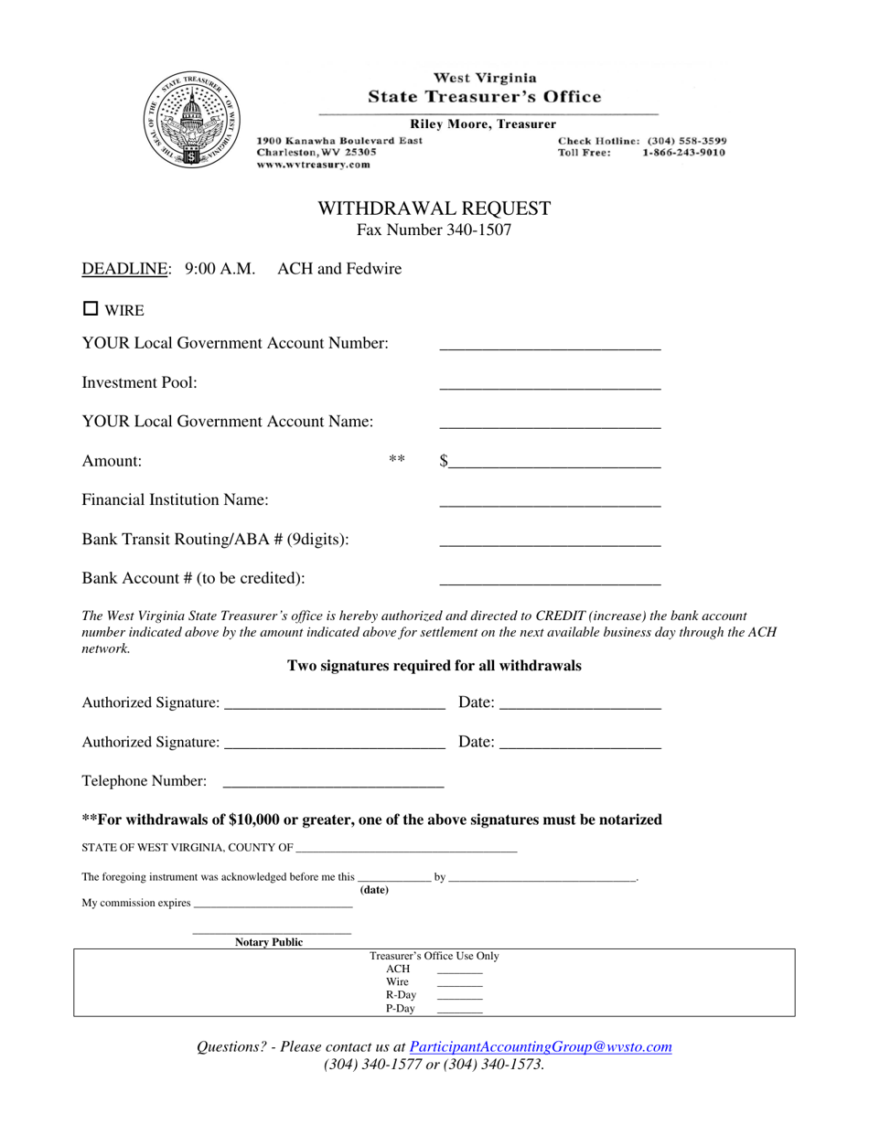 Withdrawal Request - West Virginia, Page 1