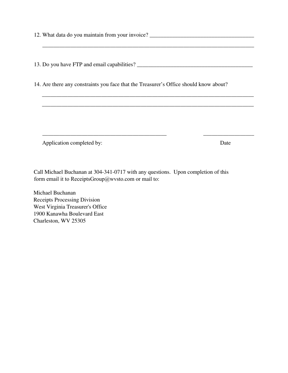 Application for New Lockbox - West Virginia, Page 3