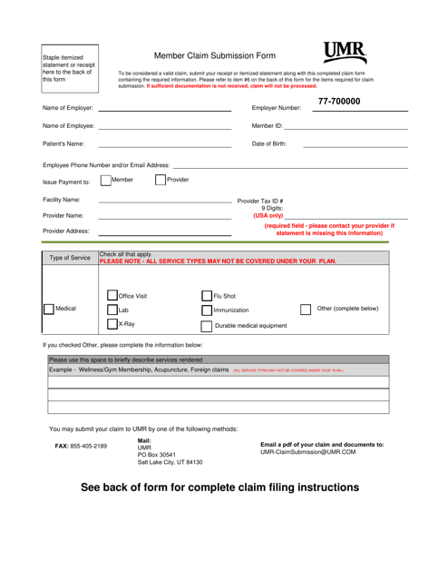 Member Claim Submission Form - West Virginia
