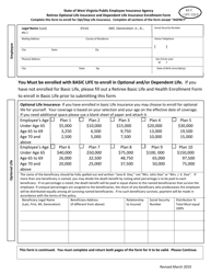 Retiree Optional Life Insurance and Dependent Life Insurance Enrollment Form - West Virginia