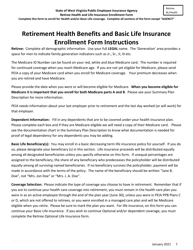 Retirement Health Benefits and Basic Life Insurance Enrollment Form - West Virginia