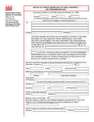 Form ROD14 Notice of Foreclosure Sale of Real Property or Condominium Unit - Washington, D.C.