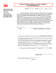 Form ROD14 Notice of Foreclosure Sale of Real Property or Condominium Unit - Washington, D.C., Page 2