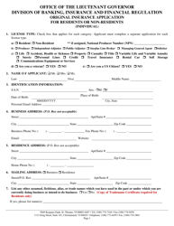 &quot;Original Insurance Application for Residents or Non-residents (Individual)&quot; - Virgin Islands