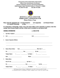 Document preview: Renewal Application for Third Party Administrator - Virgin Islands