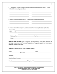 Application for Renewal of Certificate of Authority Certificate of Licensure or Permit - Virgin Islands, Page 5