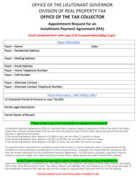 &quot;Appointment Request for an Installment Payment Agreement (Ipa)&quot; - Virgin Islands