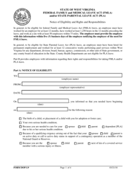 Form DOP-L9 Notice of Eligibility and Rights and Responsibilities - Federal Family and Medical Leave Act (Fmla) and/or State Parental Leave Act (Pla) - West Virginia
