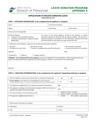 Appendix A Application to Receive Donated Leave - Leave Donation Program - West Virginia