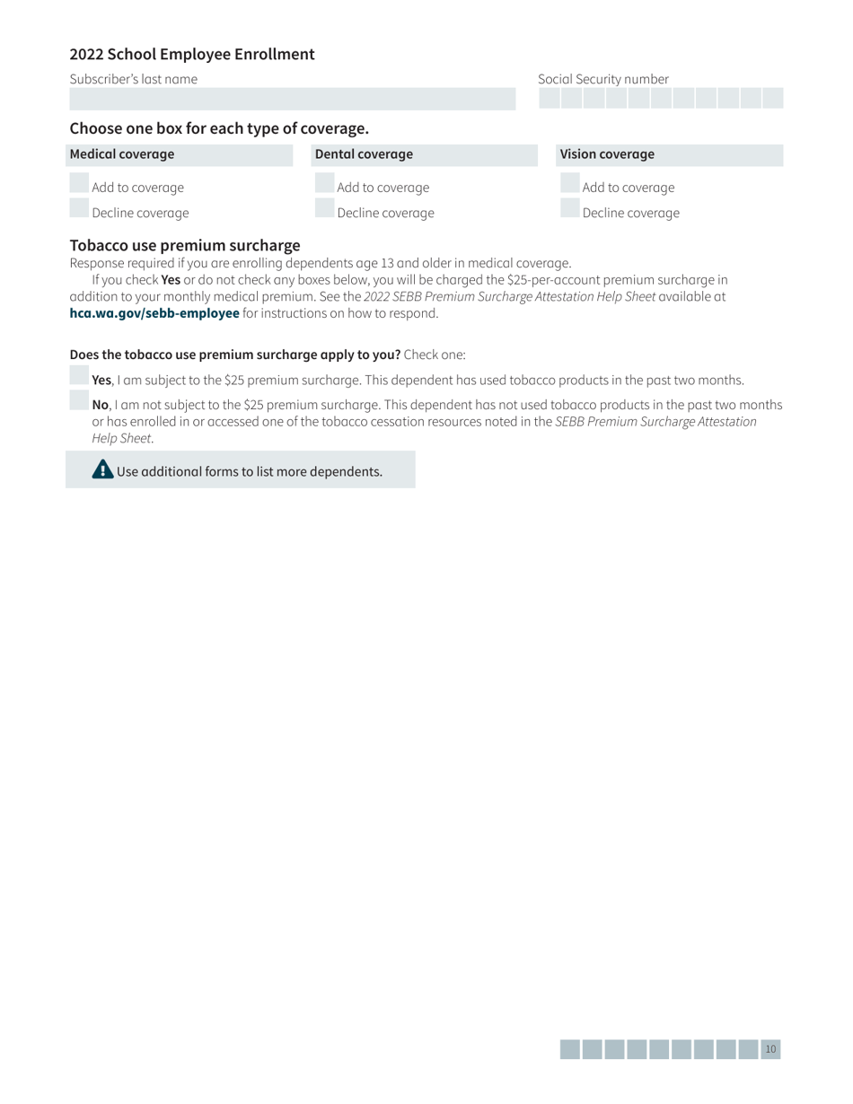Form HCA20-0055 School Employee Enrollment Form - Washington, Page 10