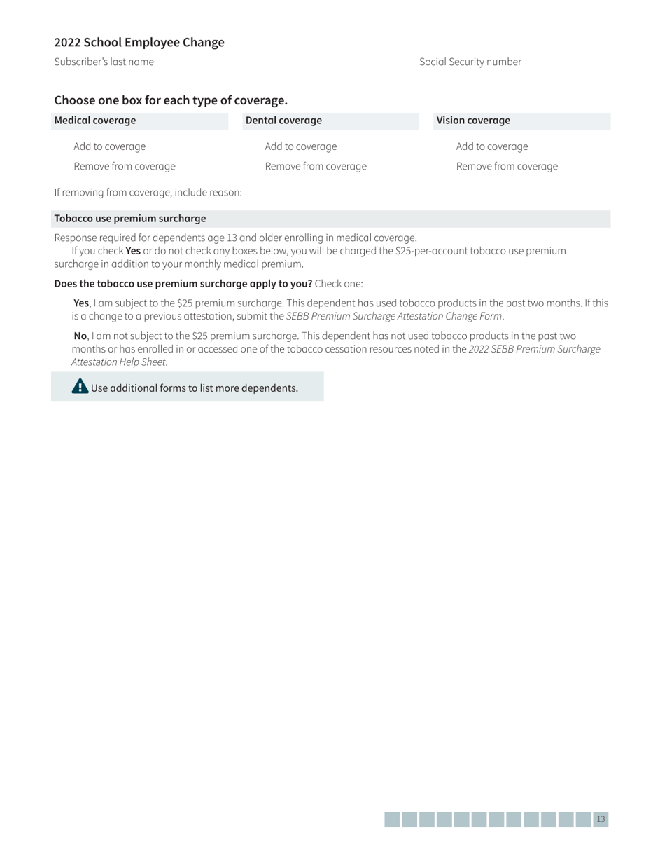 Form HCA20-0127 School Employee Change Form - Washington, Page 13