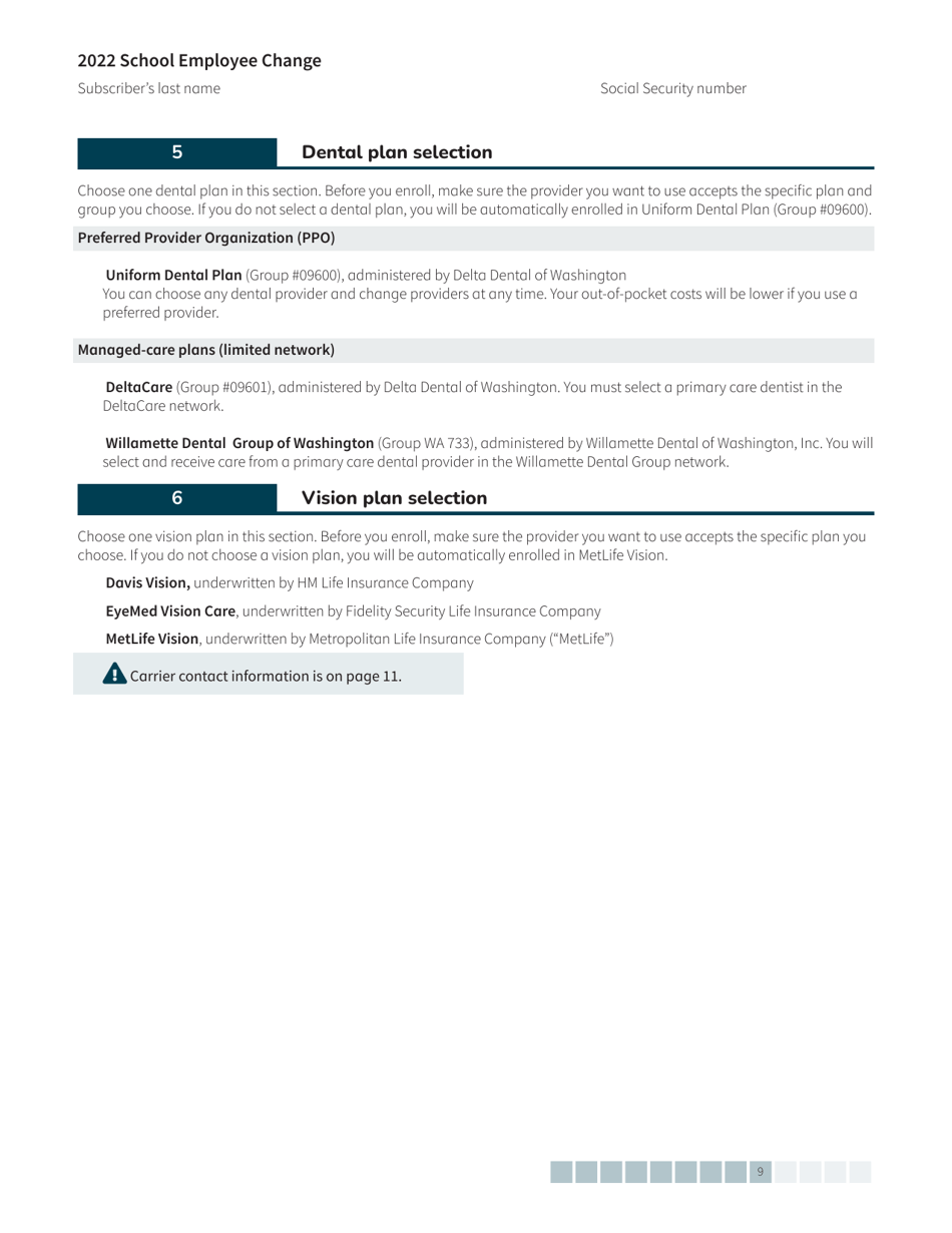 Form HCA20-0127 School Employee Change Form - Washington, Page 9