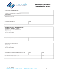 Form WV DOP EERL-A1 Application for Education Expense Reimbursement - West Virginia, Page 2