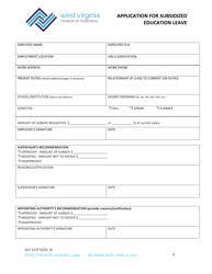 Form DOP EERL-B Application for Subsidized Education Leave - West Virginia