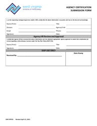 Form DOP-PPPCR Agency Certification Submission Form - West Virginia, Page 2