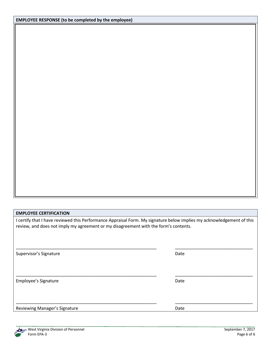 Form EPA-3 Employee Performance Appraisal - West Virginia, Page 6