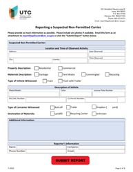 Document preview: Reporting a Suspected Non-permitted Carrier - Washington