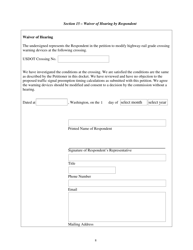 Petition to Modify Warning Devices at a Highway - Railroad Grade Crossing and Requesting Disbursement of Funds From the Grade Crossing Protective Fund - Washington, Page 8