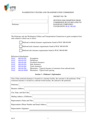 Petition for Exemption From Commission Rules Related to Railroad Companies - Clearances - Washington