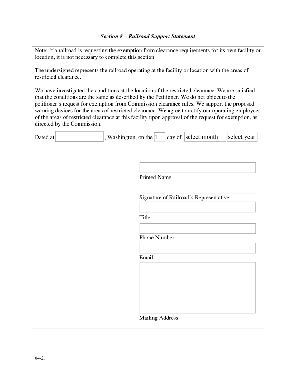 Petition for Exemption From Commission Rules Related to Railroad Companies - Clearances - Washington, Page 6