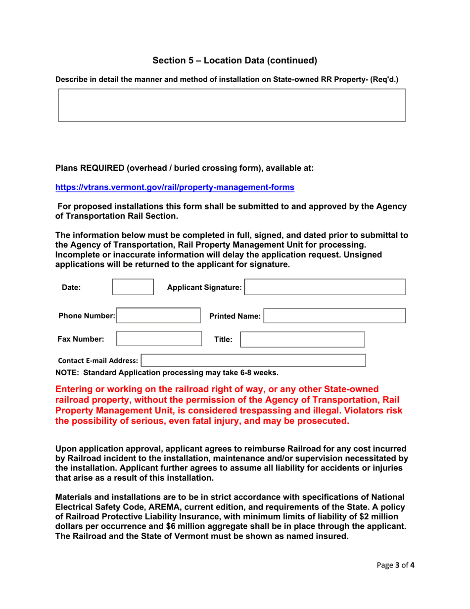 Utility Right of Entry / Occupancy - Vermont, Page 3