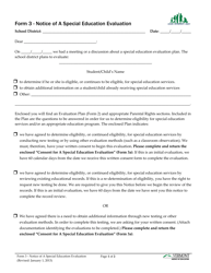 Form 3 Notice of a Special Education Evaluation - Vermont