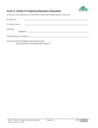 Form 3 Notice of a Special Education Evaluation - Vermont, Page 2
