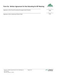 Form 5A Written Agreement for Not Attending an Iep Meeting - Vermont, Page 2