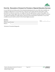 Form 6A Revocation of Consent for Provision of Special Education Services - Vermont, Page 2