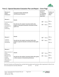 Form 2 Special Education Evaluation Plan and Report - Vermont, Page 5