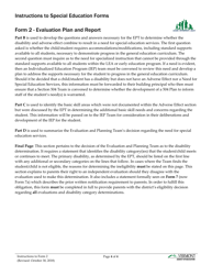 Instructions for Form 2 Special Education Evaluation Plan and Report - Vermont, Page 4