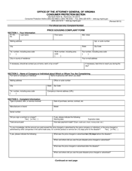 Price Gouging Complaint Form - Virginia, Page 2