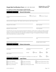 Form HCA82-0189 Single Bed Certification Form - Eastern State Hospital - Washington