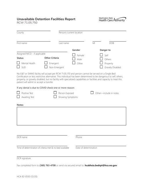 Form HCA82-0330  Printable Pdf