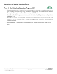 Instructions for Form 5 Individualized Education Program (Iep) - Vermont, Page 6