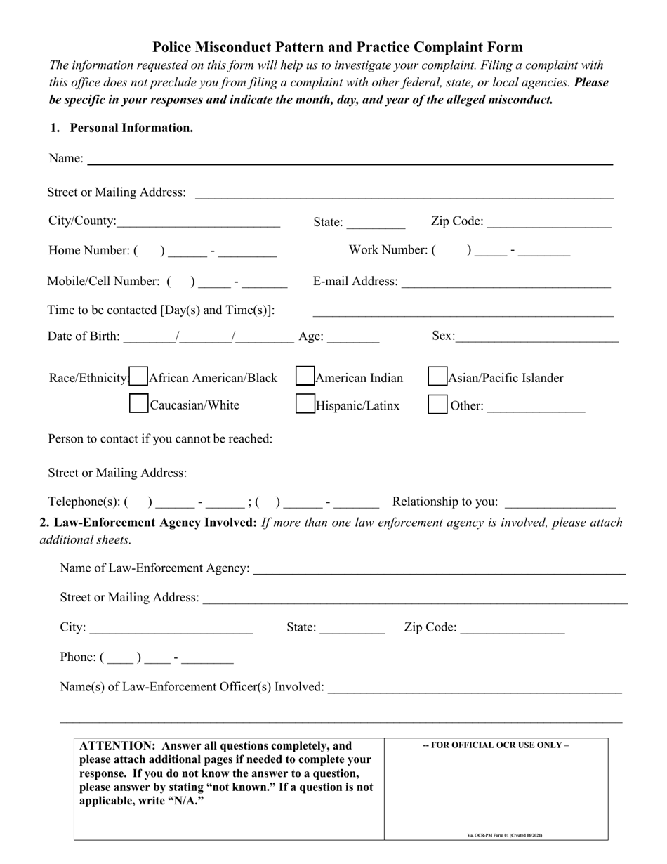 Form 01 - Fill Out, Sign Online and Download Fillable PDF, Virginia ...