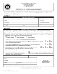 Form SPI/CERT4026E-1 &quot;Verification of Esa Program Enrollment&quot; - Washington