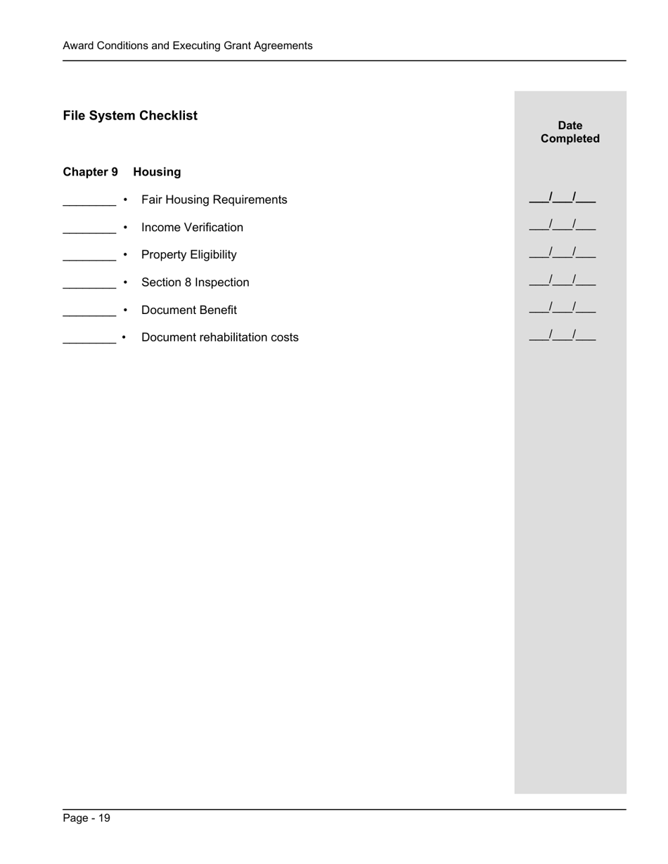 File System Checklist - Award Conditions and Executing Grant Agreements - Vermont, Page 10
