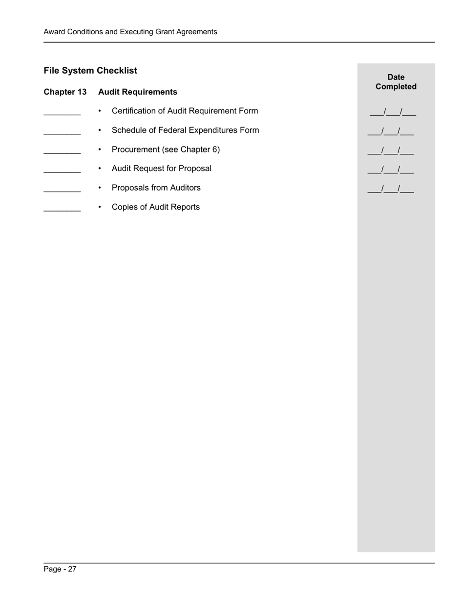 File System Checklist - Award Conditions and Executing Grant Agreements - Vermont, Page 18