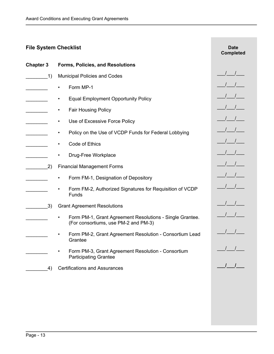 File System Checklist - Award Conditions and Executing Grant Agreements - Vermont, Page 4