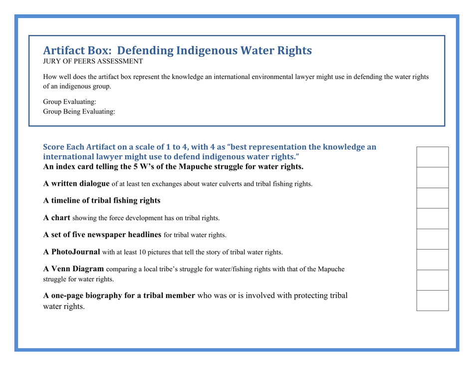 Artifact Box - Defending Indigenous Water Rights - Unit 2 - High School - Washington, Page 1