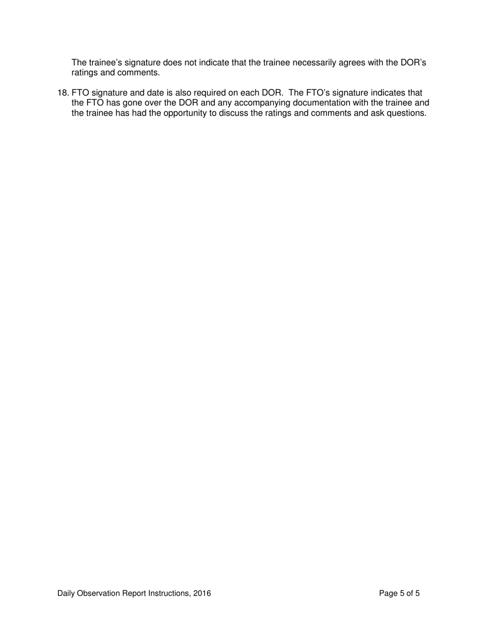 Instructions for Form FTEP-1 Daily Observation Report - Level II and Level Iii - Vermont, Page 5