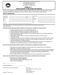Form D-11 &quot;Application to Release Retainage&quot; - Washington