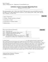 &quot;Ambulance Agency Assessment (Reporting Form)&quot; - Vermont