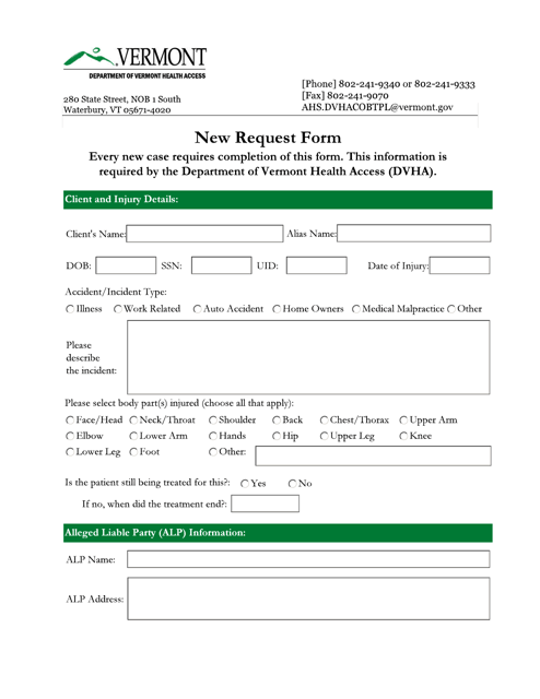 New Request Form - Vermont