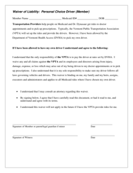 Waiver of Liability: Personal Choice Driver (Driver) - Vermont, Page 2