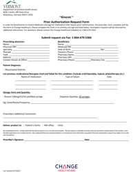 &quot;Kineret Prior Authorization Request Form&quot; - Vermont