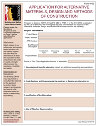 Form 102 &quot;Application for Alternative Materials, Design and Methods of Construction&quot; - City of Berkeley, California