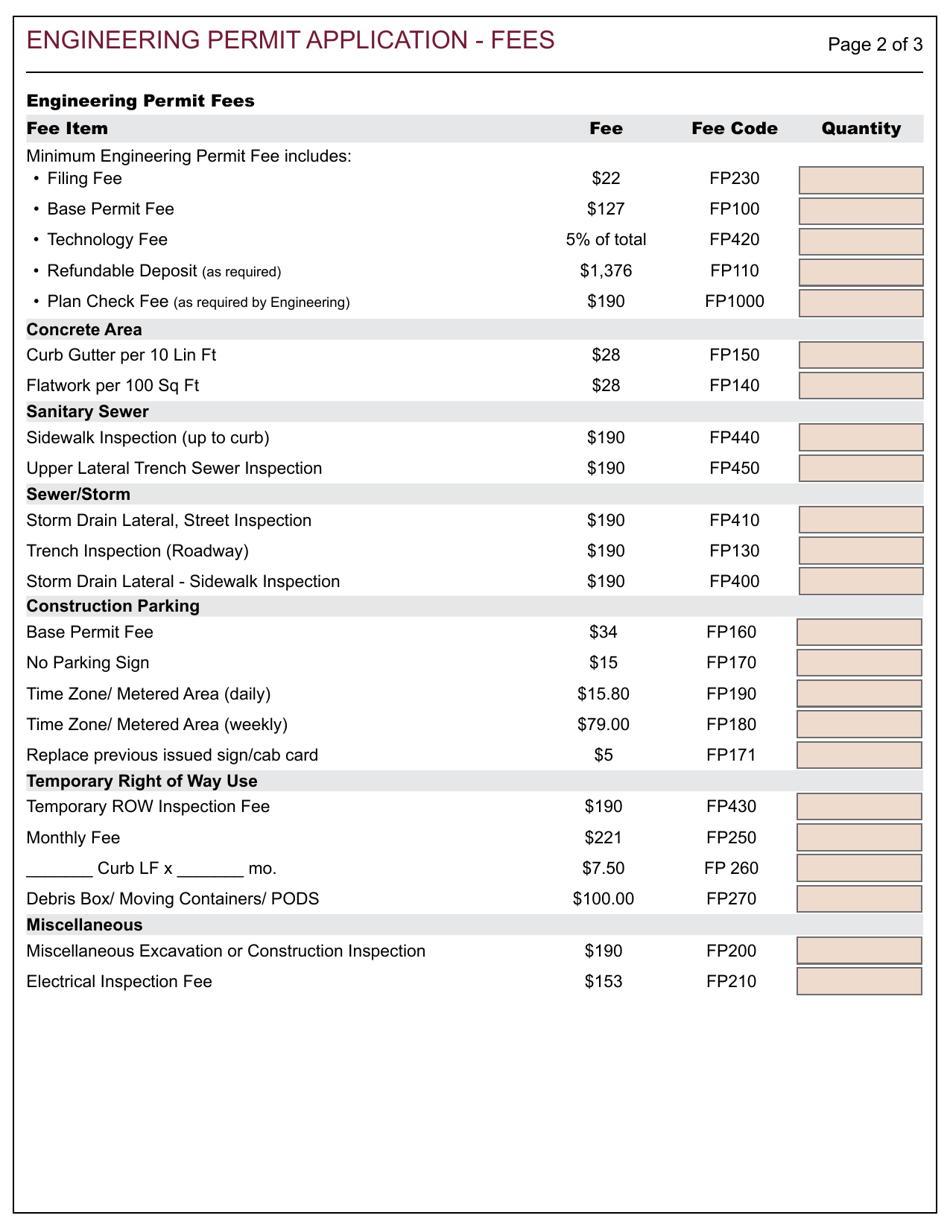 Form 300 Engineering Permit Application - City of Berkeley, California, Page 2