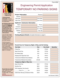 Document preview: Form 302 Engineering Permit Application - Temporary No Parking Signs - City of Berkeley, California